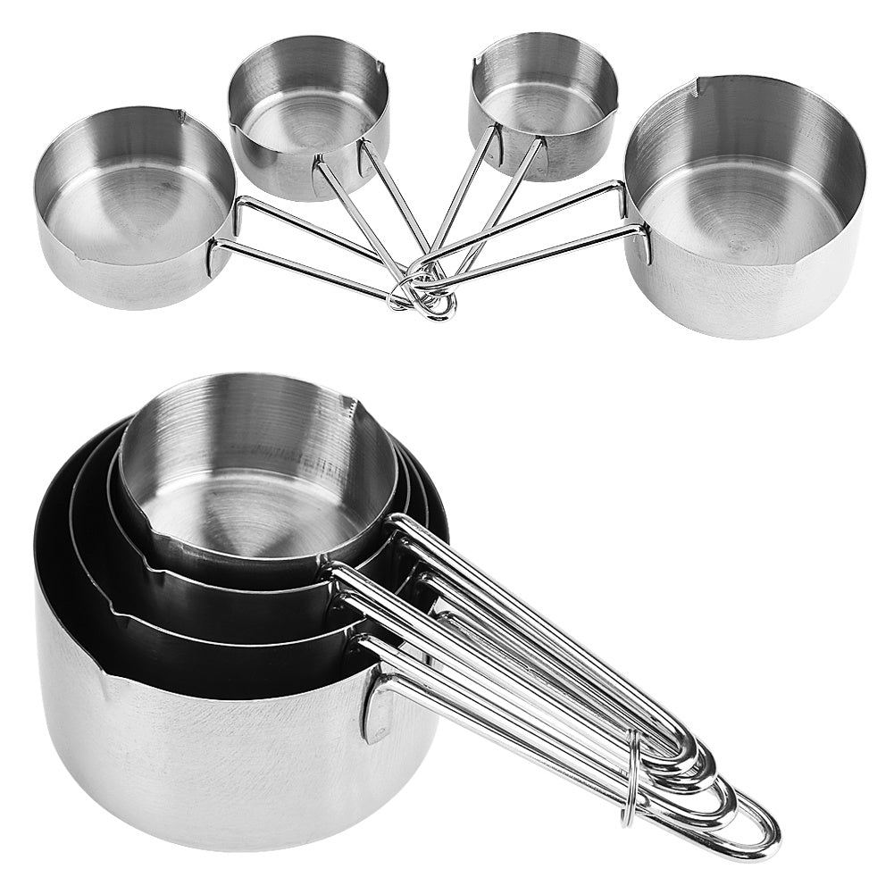 8-teiliges Set Edelstahl Messbecher & Löffel Set für Zucker, Kaffee, Milch - Küchenhelfer & Backzubehör