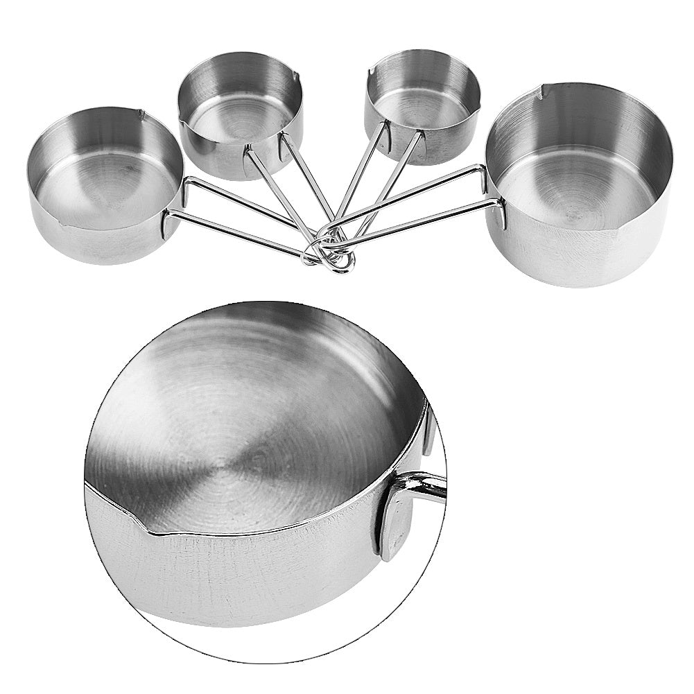 8-teiliges Set Edelstahl Messbecher & Löffel Set für Zucker, Kaffee, Milch - Küchenhelfer & Backzubehör