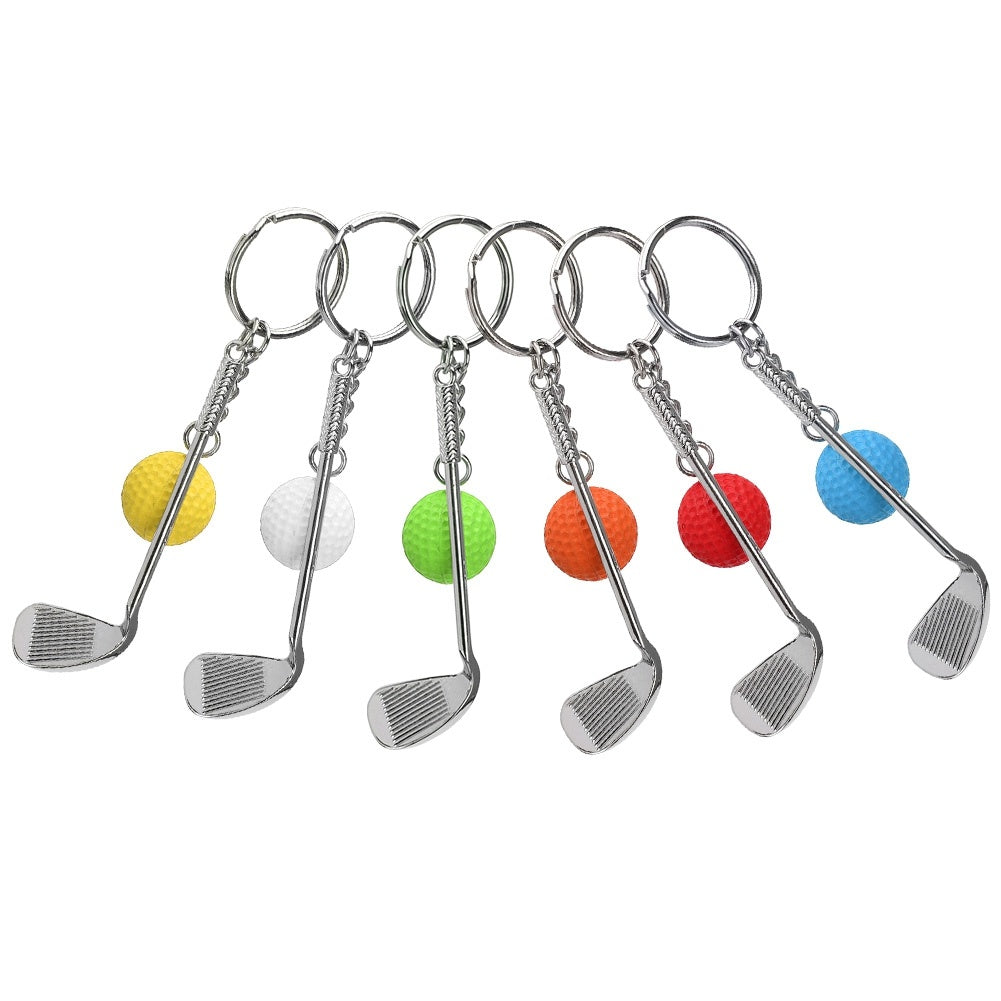 6-teiliges Mini-Golfclub-Ball-Schlüsselanhänger-Set, kreativer Anhänger für Taschen und Schlüssel Deko