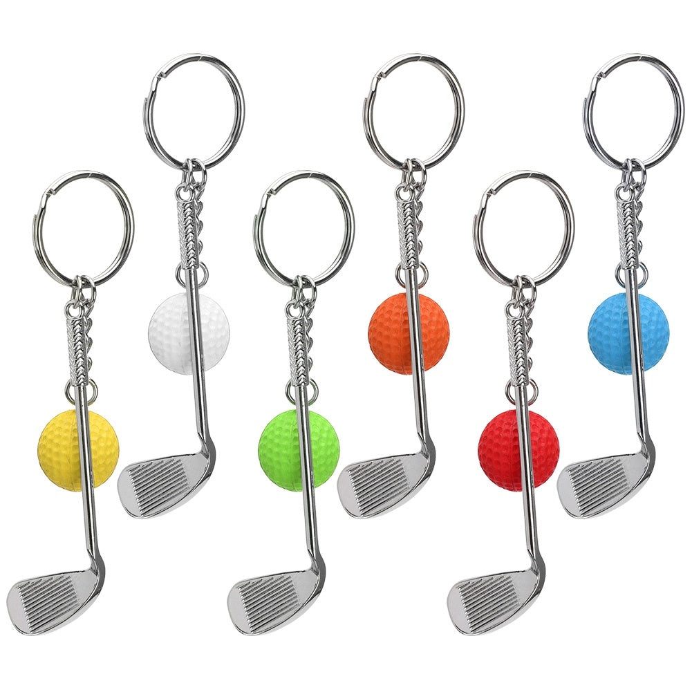 6-teiliges Mini-Golfclub-Ball-Schlüsselanhänger-Set, kreativer Anhänger für Taschen und Schlüssel Deko